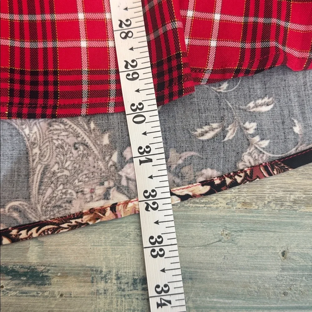 Cato Red & Black Plaid Floral Back Tunic Top Pullover Oversized Size 18/20W